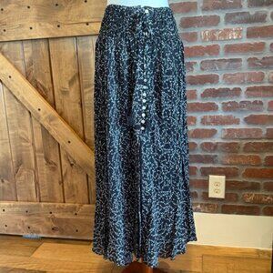 Rachel Zoe Black & White Micro Floral High-Low Maxi Skirt Size L NWT